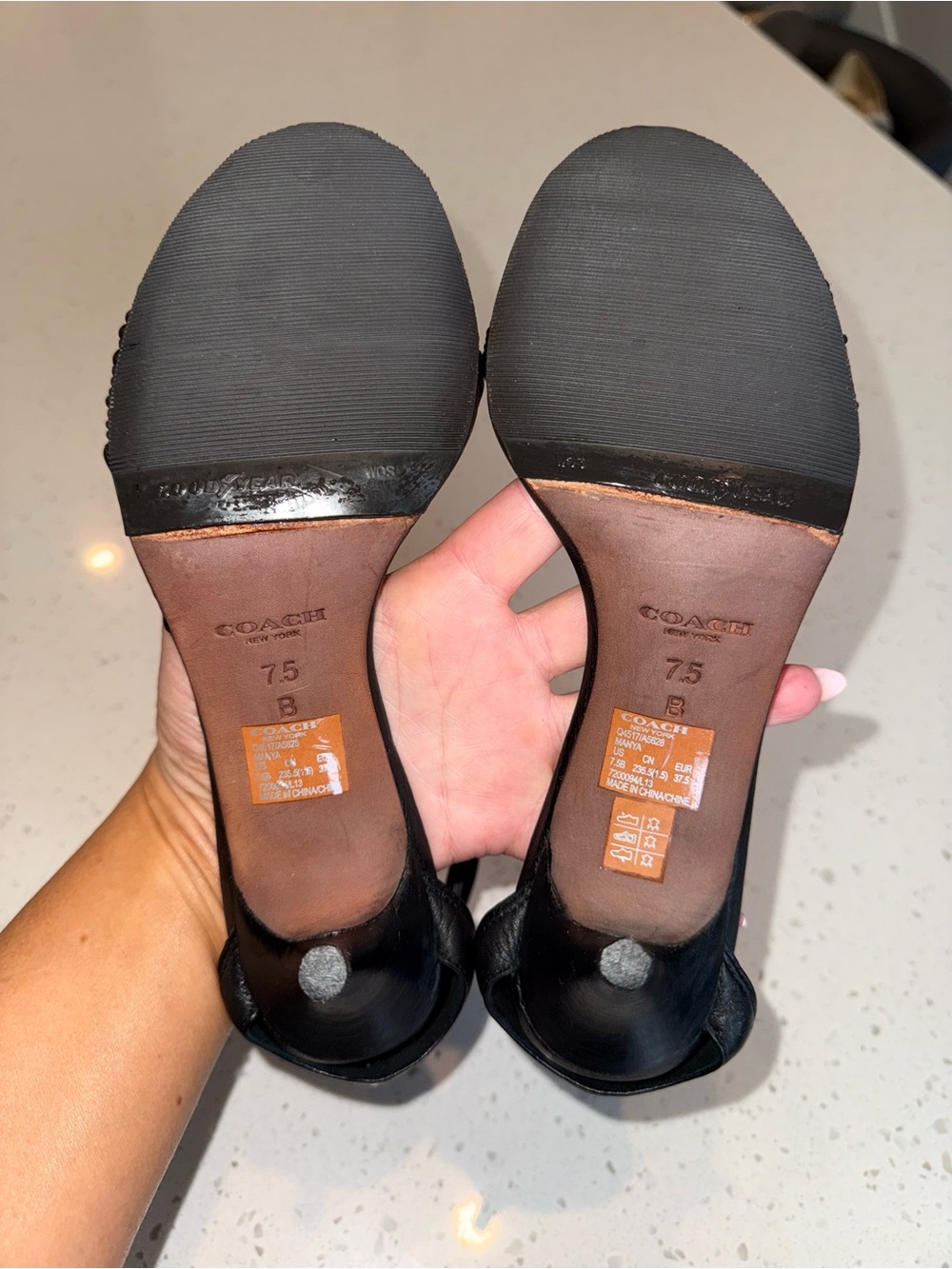 COACH Black Strappy Wrap-Around Heeled Sandals - Picture 9 of 10